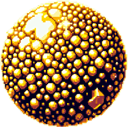 pixel art of a planet made of gold ore.
Single Game Texture. In-Game asset. 2d. Blank background. High contrast. No shadows.