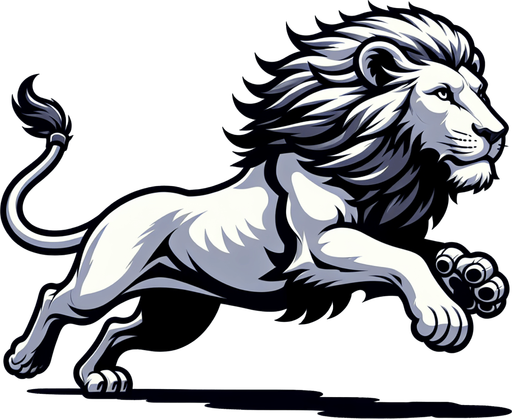 running lion, facing left, no background.
Single Game Texture. In-Game asset. 2d. Blank background. High contrast. No shadows.