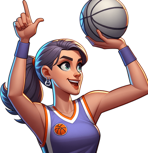 Create a cartoon-style illustration of a basketball player in a shooting pose with hands raised in the air. This character should not be holding a basketball. Emphasize the cartoonish features, exaggerate expressions, and ensure the absence of a basketball in the scene. The goal is to capture a lively and playful cartoon character ready to shoot, with a focus on dynamic and exaggerated elements. Do not draw the basketball just the pose! No basketball in the hands!.
Single Game Texture. In-Game asset. 2d. Blank background. High contrast. No shadows.