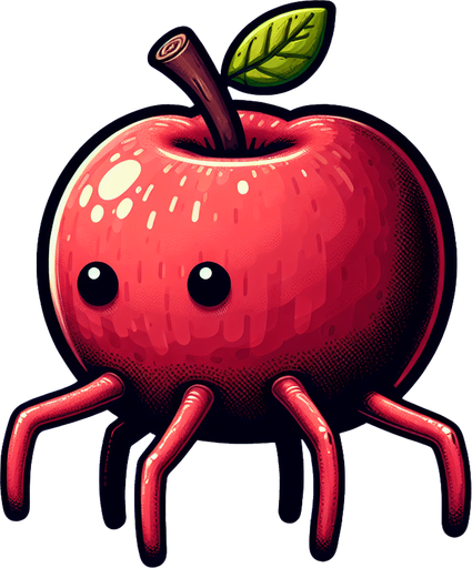 apple with legs.
Single Game Texture. In-Game asset. 2d. Blank background. High contrast. No shadows.