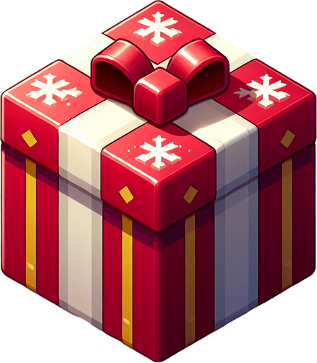 an christmas elongated cuboid present. plastic style. No shadow. Single Game Texture. In-Game asset. 2d. Blank background. High contrast. No shadows.