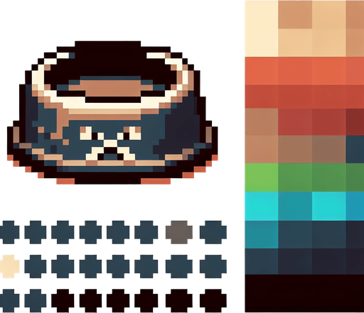 pixel art dog bowl.
Single Game Texture. In-Game asset. 2d. Blank background.