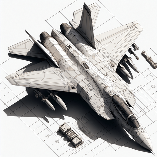 Fighter jet.
Single Game Texture. In-Game asset. 2d. Blank background. High contrast. No shadows.