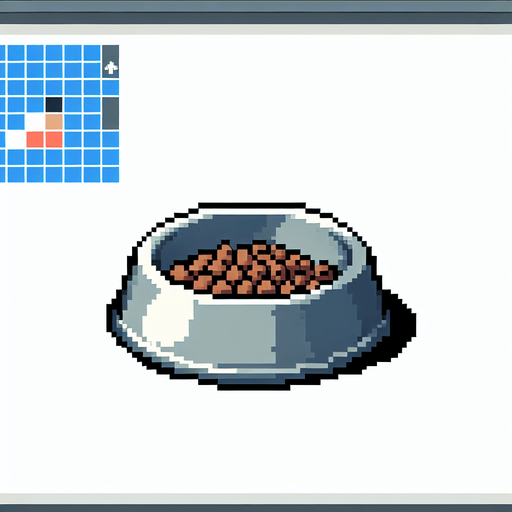 pixel art dog bowl.
Single Game Texture. In-Game asset. 2d. Blank background.