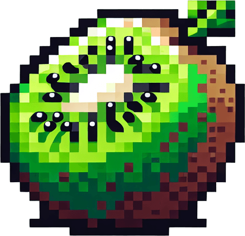 Pixel art of a kiwi fruit.
Single Game Texture. In-Game asset. 2d. Blank background. High contrast. No shadows.