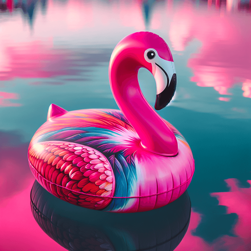 Une bouée flamand rose.
Image coloré