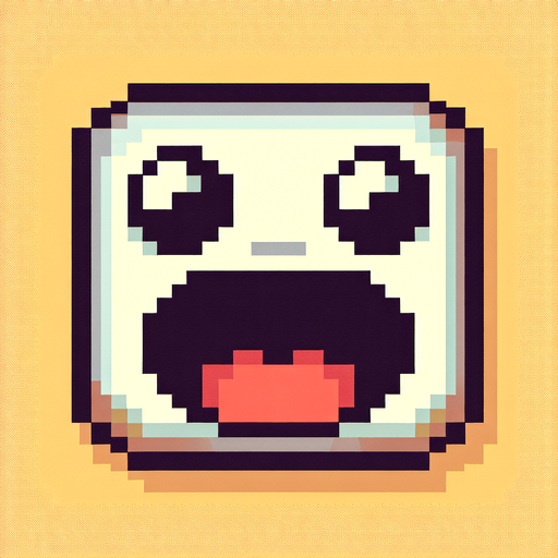 cute hungry chatbot character head. mouth wide open to eat information. pixelated. 8 bit..
Single Game Texture. In-Game asset. 2d. Blank background. High contrast. No shadows.