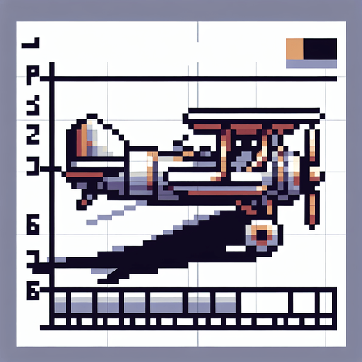 a simpel pixel biplane sideview. Blank background, 2d. No shadows..
Single Game Texture. In-Game asset. 2d. Blank background. High contrast. No shadows.