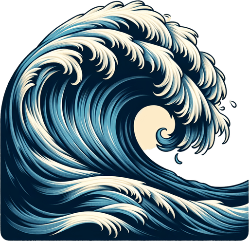 cresting wave.
Single Game Texture. In-Game asset. 2d. Blank background. High contrast. No shadows.