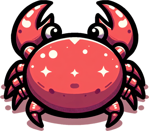 create a cartoon-style illustration of a crab from the back.
Single Game Texture. In-Game asset. 2d. Blank background. High contrast. No shadows.