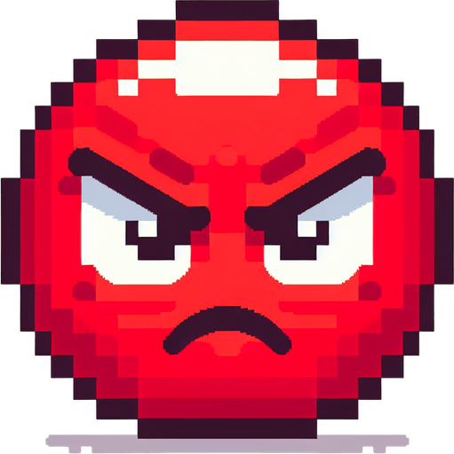 pixel art of a red angry reaction emoji.