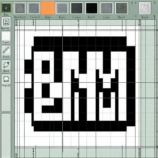 Pixel art of the bam symbol.
Single Game Texture. In-Game asset. 2d. Blank background. High contrast. No shadows.