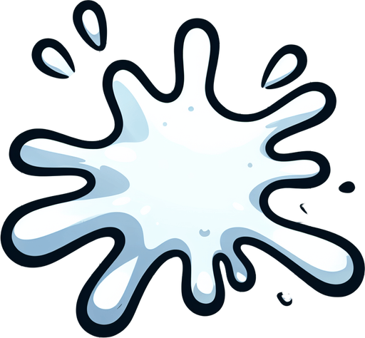 Create a cartoon-style illustration of white splash of paint. The goal is to capture a lively and playful paint.
Single Game Texture. In-Game asset. 2d. Blank background. High contrast. No shadows.