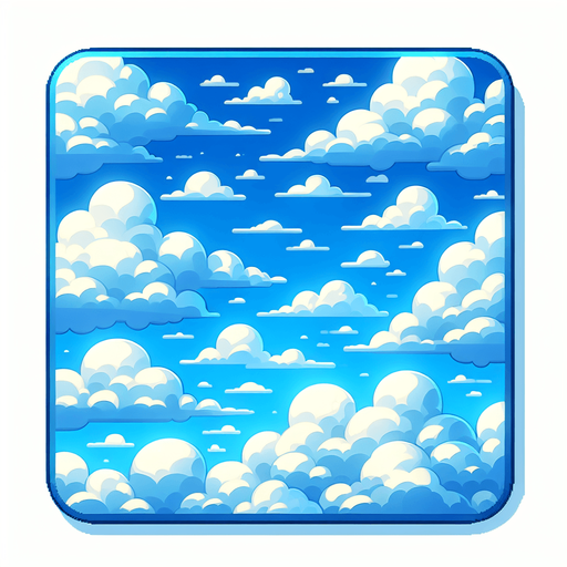 A clear blue sky with fluffy white clouds drifting lazily across..
Single Game Texture. In-Game asset. 2d. Blank background. High contrast. No shadows.