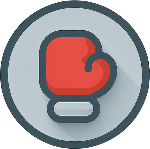 basic light gray convex round button with a red boxing glove icon.
UI