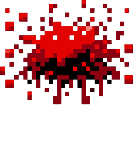 blood splatter. 8-bit pixelated.
Single Game Texture. In-Game asset. 2d. Blank background. High contrast. No shadows.