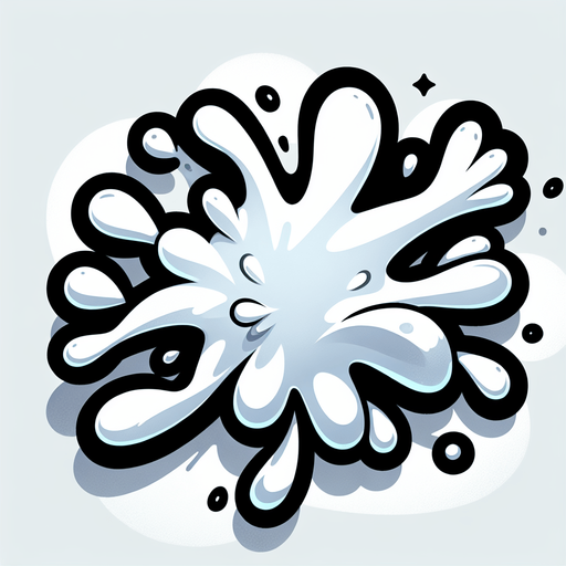 Create a cartoon-style illustration of white splash of paint. The goal is to capture a lively and playful paint.
Single Game Texture. In-Game asset. 2d. Blank background. High contrast. No shadows.