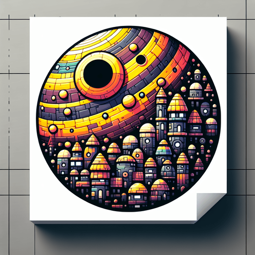 round house planet, cartoon Single Game Texture. In-Game asset. 2d. Blank background. High contrast.