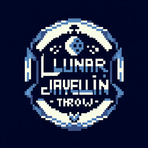 pixelart. a cool game logo with the text 'Lunar Javelin Throw'.
Single Game Texture. In-Game asset. 2d. Blank background. High contrast. No shadows.