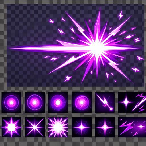 purple laser.
Single Game Texture. In-Game asset. 2d. Blank background. High contrast. No shadows.