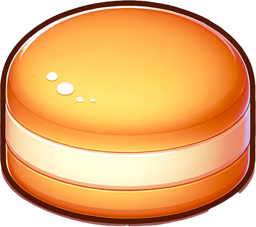 An undecorated flat round vanilla sponge cake.
Single Game Texture. In-Game asset. 2d. Blank background. High contrast. No shadows.