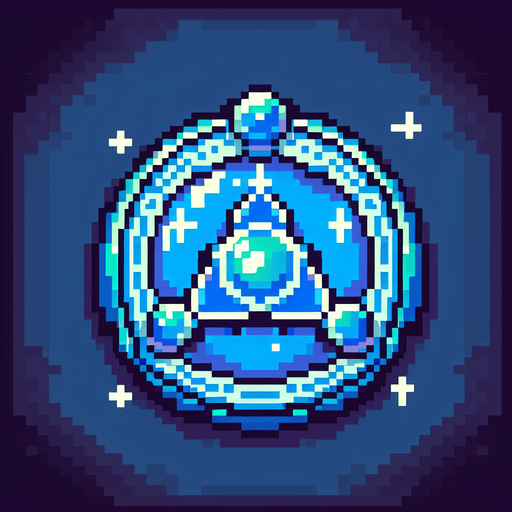 blue semi transparent magical seal, I want the art style to reflect a classic 16-bit retro pixel art aesthetic, reminiscent of early 1990s RPGs with vibrant colors.
Single Game Texture. In-Game asset. 2d. Blank background. High contrast. No shadows.