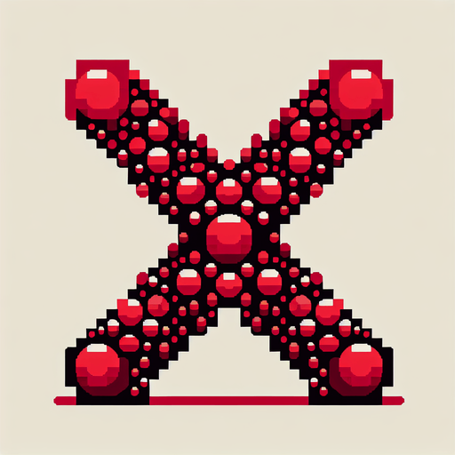 pixel art of red x made from semi-circles.