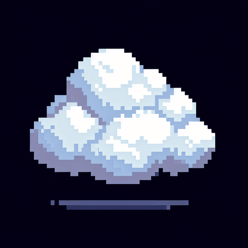 pixelart. A beautiful small puffy white cloud..
Single Game Texture. In-Game asset. 2d. Blank background. High contrast. No shadows.