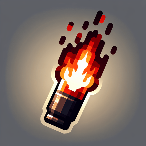 Red fiery bullet.
Single Game Texture. In-Game asset. 2d. Blank background. High contrast. No shadows.