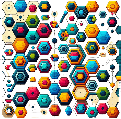 Puzzle game background image. Lots of octagons and other interesting elements.
Single Game Texture. In-Game asset. 2d. Blank background. High contrast. No shadows.