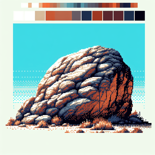 pixel art of a large rock.