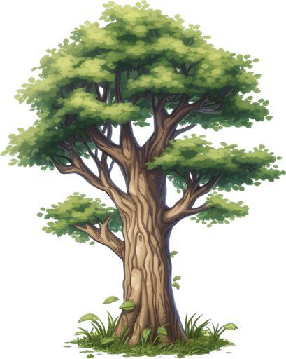 single background tree, full view.
Game Texture. In-Game asset. 2d. Pixelart. White background. Blank background. Low detail. High contrast.