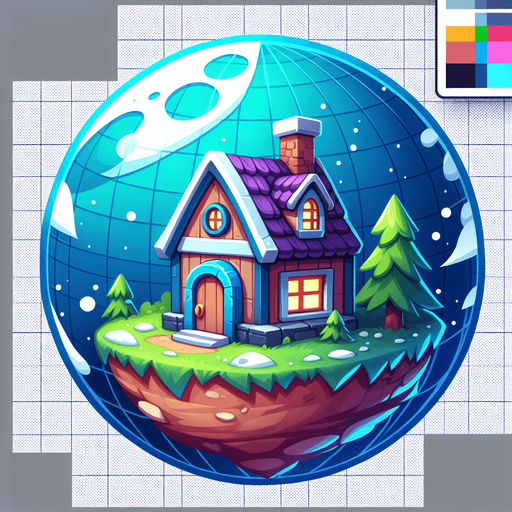 round house planet, cartoon Single Game Texture. In-Game asset. 2d. Blank background. High contrast.