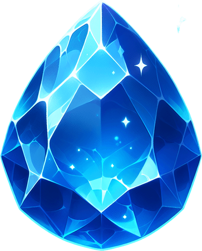 Magic Blue Drop Shaped Gem.
Single Game Texture. In-Game asset. 2d. Blank background. High contrast. No shadows.