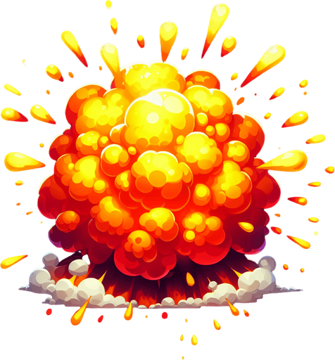 explosion frame.
Single Game Texture. In-Game asset. 2d. Blank background. High contrast. No shadows.