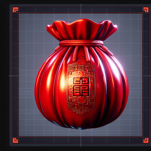 Shiny red envelope bao, chinese new years.
Single Game Texture. In-Game asset. 2d. Blank background. High contrast. No shadows.