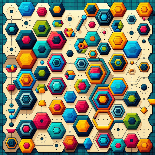 Puzzle game background image. Lots of octagons and other interesting elements.
Single Game Texture. In-Game asset. 2d. Blank background. High contrast. No shadows.