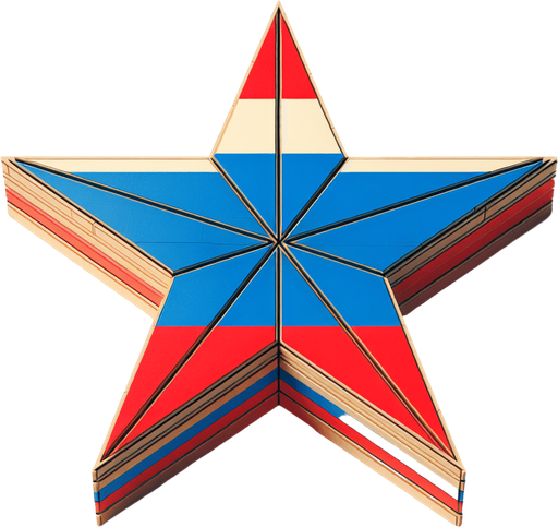 star in colors of russian flag, 2d game.
Single Game Texture. In-Game asset. 2d. Blank background. High contrast. No shadows.