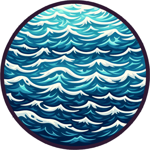 ocean surface overhead view.
Single Game Texture. In-Game asset. 2d. Blank background. High contrast. No shadows.