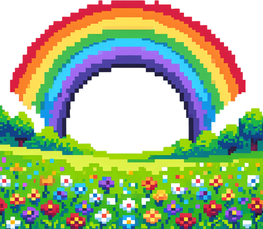 rainbow.
Pixel art.