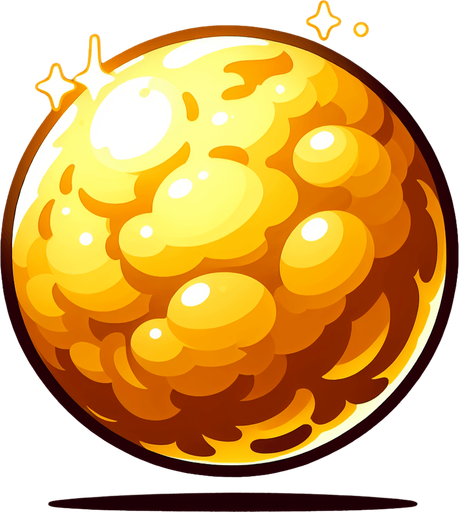 A golden glowing ball.
Single Game Texture. In-Game asset. 2d. Blank background. High contrast. No shadows.