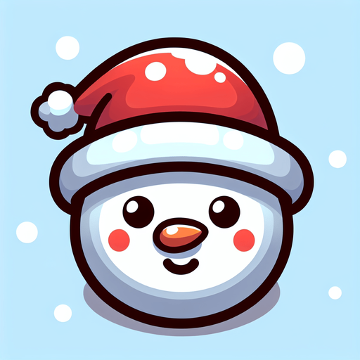 Cartoon Christmas snow man head.
Single Game Texture. In-Game asset. 2d. Blank background. High contrast. No shadows.