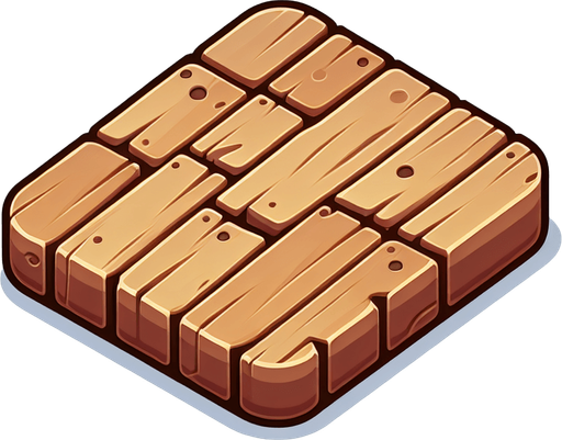 Cartoon. Wood board. In game asset. Single Game Texture. In-Game asset. 2d. Blank background. High contrast. No shadows.