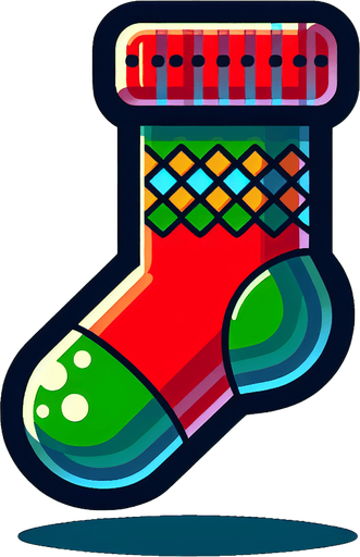 a christmas socks. plastic style. Single Game Texture. In-Game asset. 2d. Blank background. High contrast. No shadows.