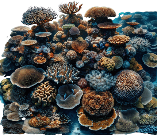 Underwater. only water and corals.
NO animals