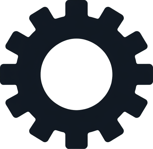 cogwheel. settings icon. app icon. Single Game Texture. In-Game asset. 2d. Blank background. High contrast. No shadows.