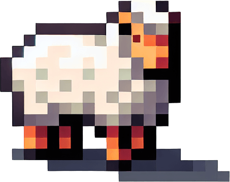 A 2D pixel sheep.
Single Game Texture. In-Game asset. 2d. Blank background. High contrast. No shadows.