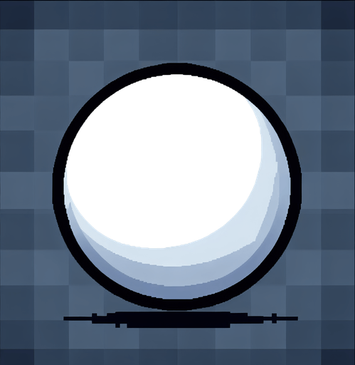 empty 8 bit cartoon white circle.
Single Game Texture. In-Game asset. 2d. Blank background. High contrast. No shadows.