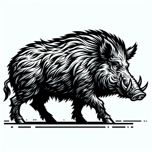 wild boar, facing left, no background.
Single Game Texture. In-Game asset. 2d. Blank background. High contrast. No shadows.