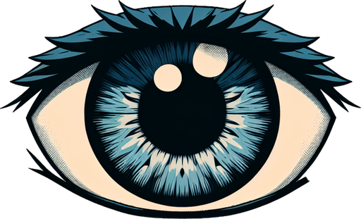 An eye in a anime style.
Single Game Texture. In-Game asset. 2d. Blank background. High contrast. No shadows.